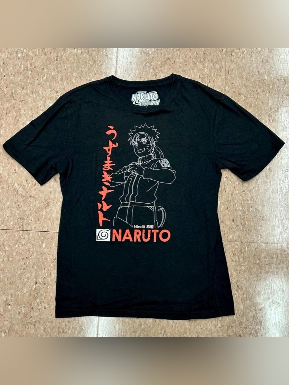 Naruto Graphic Tee - Black with Red & White Print